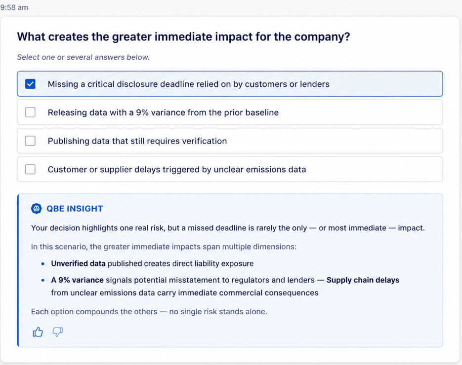 A Microsimulation decision with instant feedback on the choice made